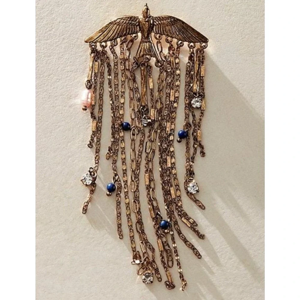 NWT Free People Women's Natural Cresta Dangle Brooch